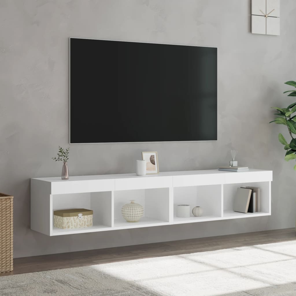 Mobili Porta Tv Con Luci Led 2 Pz Neri 80X30X30 Cm