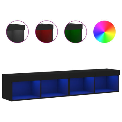 Mobili Porta Tv Con Luci Led 2 Pz Neri 80X30X30 Cm