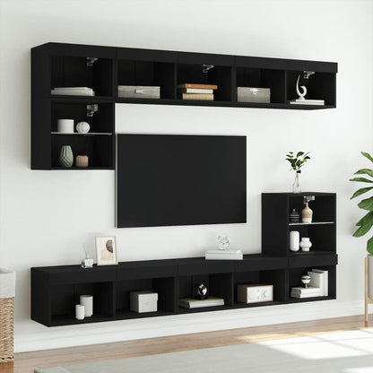 Mobili Porta Tv Con Luci Led 2 Pz Neri 80X30X30 Cm