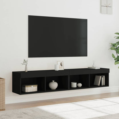 Mobili Porta Tv Con Luci Led 2 Pz Neri 80X30X30 Cm