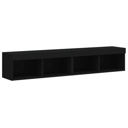 Mobili Porta Tv Con Luci Led 2 Pz Neri 80X30X30 Cm