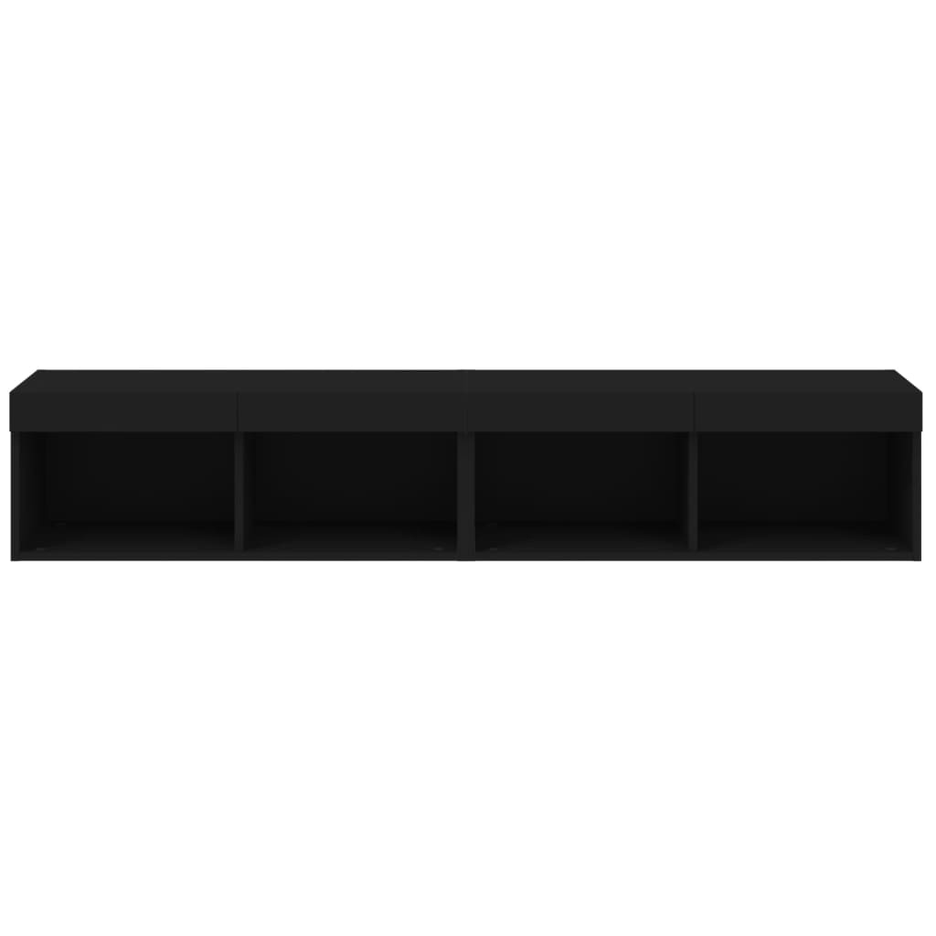 Mobili Porta Tv Con Luci Led 2 Pz Neri 80X30X30 Cm