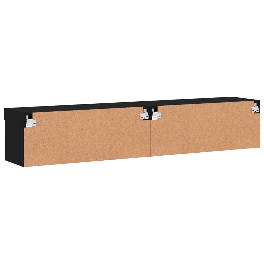 Mobili Porta Tv Con Luci Led 2 Pz Neri 80X30X30 Cm