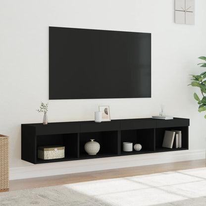 Mobili Porta Tv Con Luci Led 2 Pz Neri 80X30X30 Cm