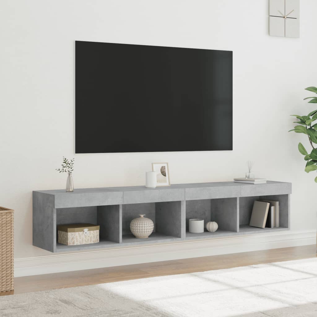 Mobili Porta Tv Con Luci Led 2 Pz Neri 80X30X30 Cm