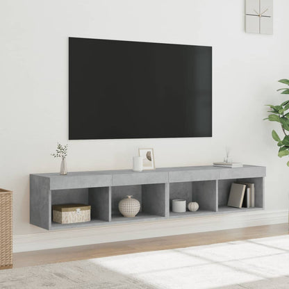 Mobili Porta Tv Con Luci Led 2 Pz Neri 80X30X30 Cm
