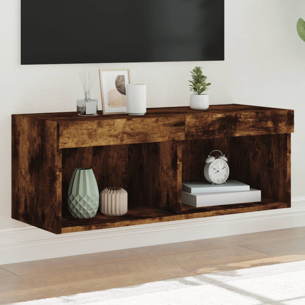 Mobili Porta Tv Con Luci Led 2 Pz Neri 80X30X30 Cm