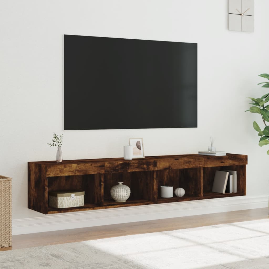 Mobili Porta Tv Con Luci Led 2 Pz Neri 80X30X30 Cm