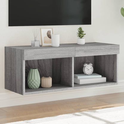 Mobili Porta Tv Con Luci Led 2 Pz Neri 80X30X30 Cm
