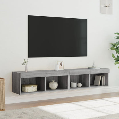 Mobili Porta Tv Con Luci Led 2 Pz Neri 80X30X30 Cm