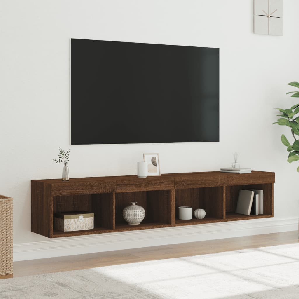 Mobili Porta Tv Con Luci Led 2 Pz Neri 80X30X30 Cm