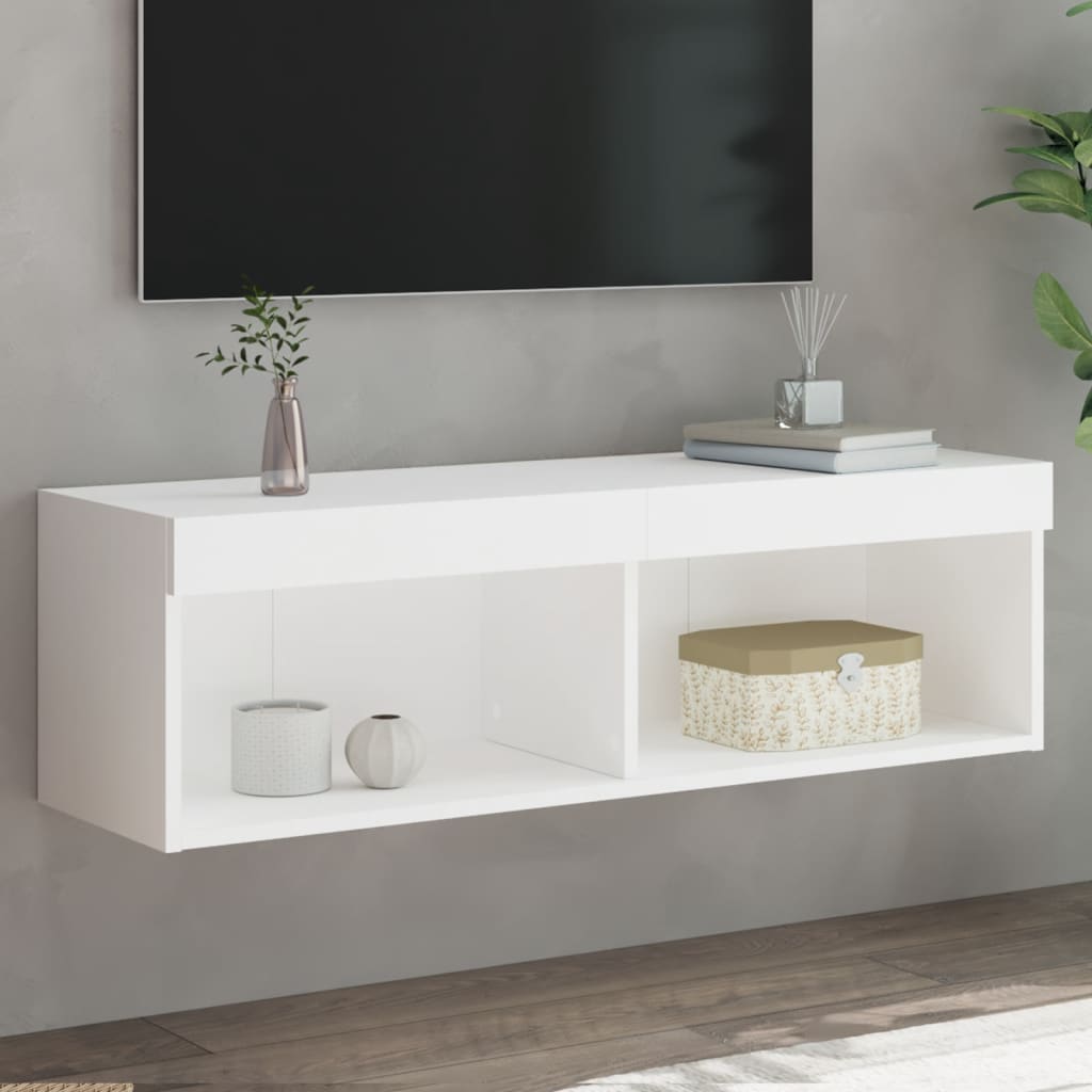 Mobili Porta Tv Con Luci Led 2 Pz Neri 80X30X30 Cm