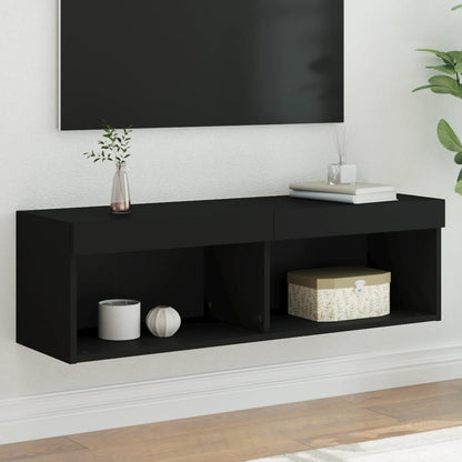 Mobili Porta Tv Con Luci Led 2 Pz Neri 80X30X30 Cm