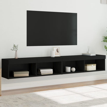 Mobili Porta Tv Con Luci Led 2 Pz Neri 80X30X30 Cm