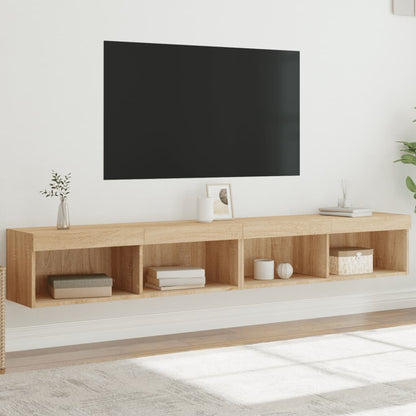 Mobili Porta Tv Con Luci Led 2 Pz Neri 80X30X30 Cm
