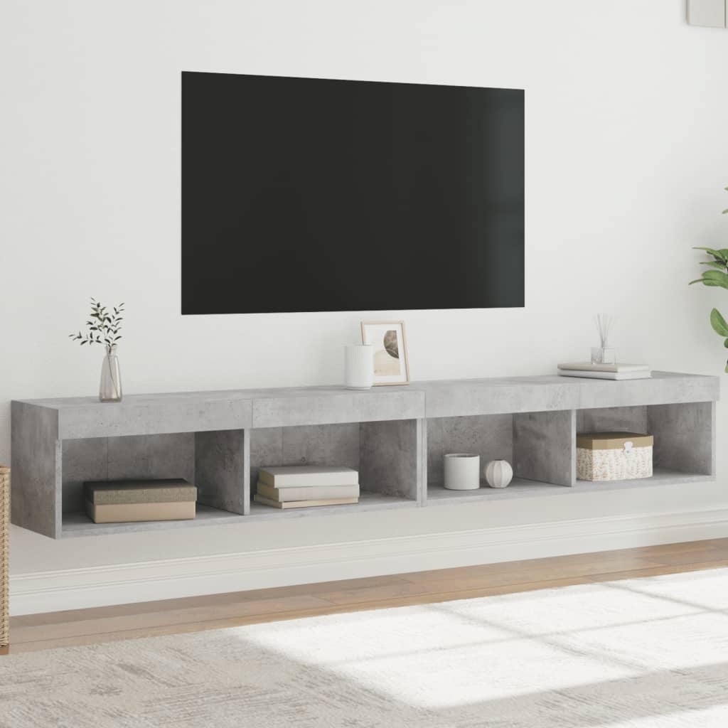 Mobili Porta Tv Con Luci Led 2 Pz Neri 80X30X30 Cm