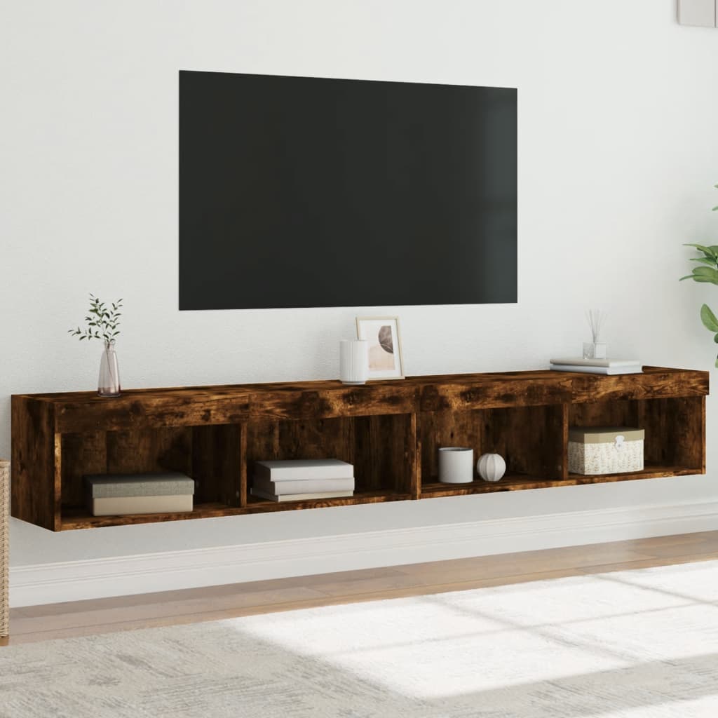 Mobili Porta Tv Con Luci Led 2 Pz Neri 80X30X30 Cm