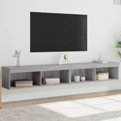 Mobili Porta Tv Con Luci Led 2 Pz Neri 80X30X30 Cm