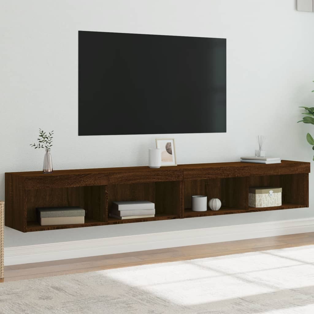 Mobili Porta Tv Con Luci Led 2 Pz Neri 80X30X30 Cm