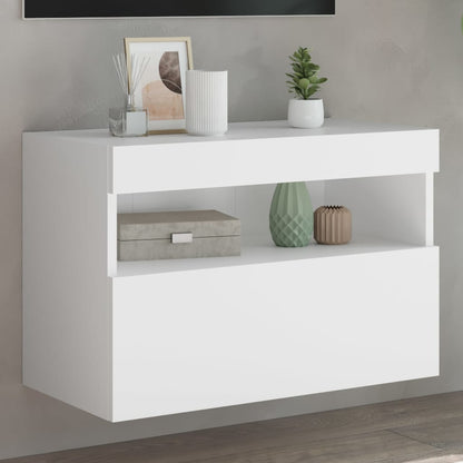 Mobili Tv A Parete Con Luci Led 2Pz Bianchi 60X30X40 Cm