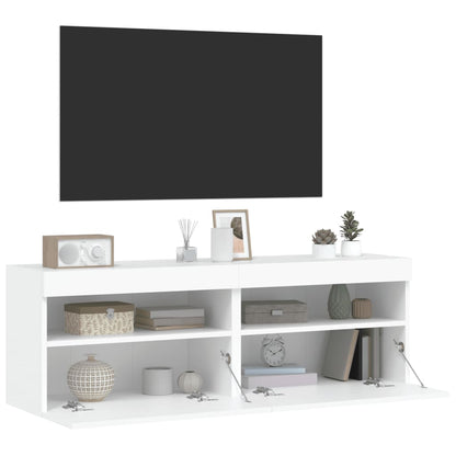Mobili Tv A Parete Con Luci Led 2Pz Bianchi 60X30X40 Cm