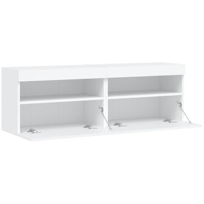 Mobili Tv A Parete Con Luci Led 2Pz Bianchi 60X30X40 Cm