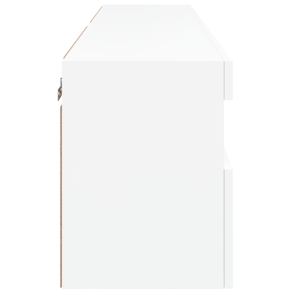 Mobili Tv A Parete Con Luci Led 2Pz Bianchi 60X30X40 Cm