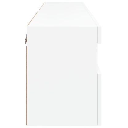 Mobili Tv A Parete Con Luci Led 2Pz Bianchi 60X30X40 Cm