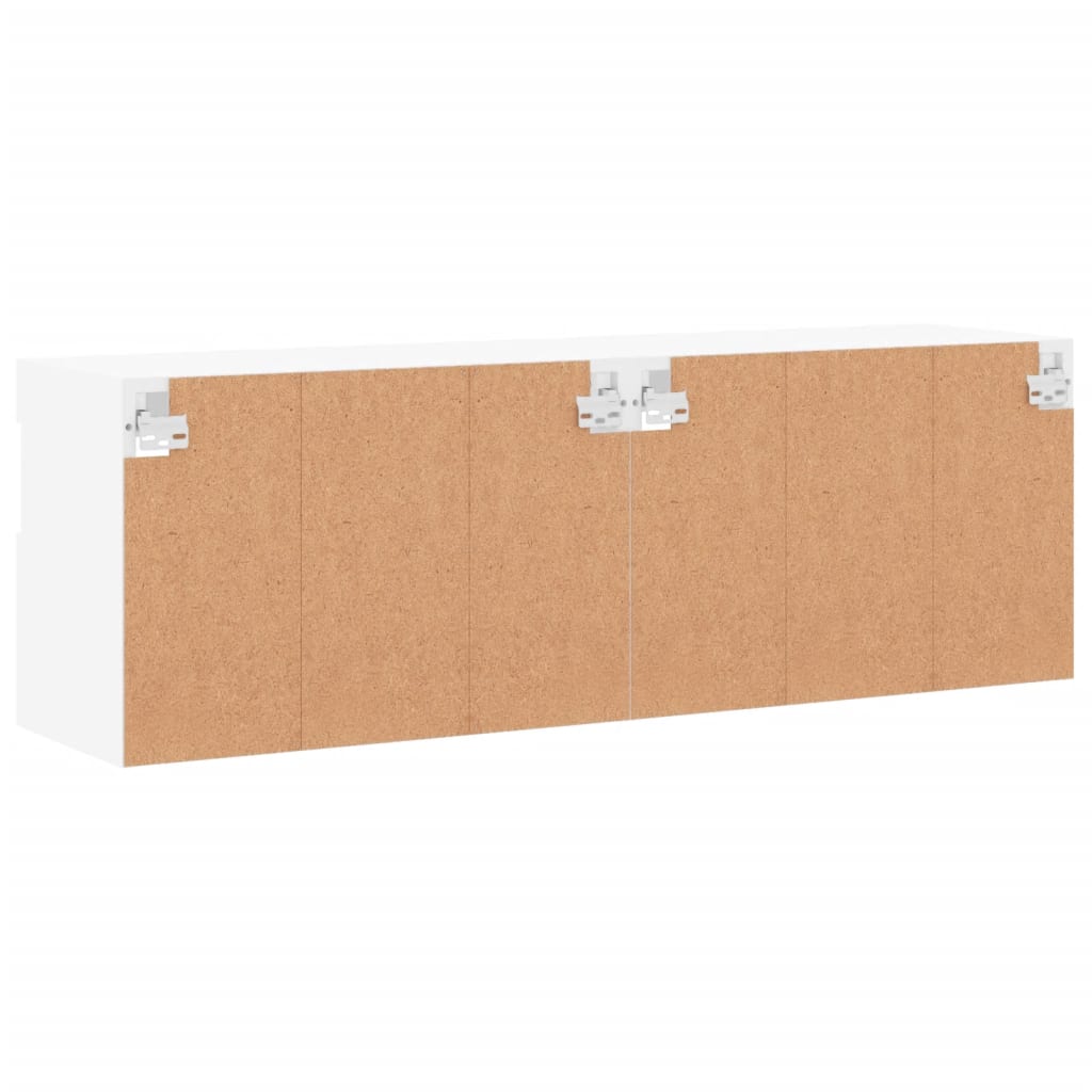 Mobili Tv A Parete Con Luci Led 2Pz Bianchi 60X30X40 Cm