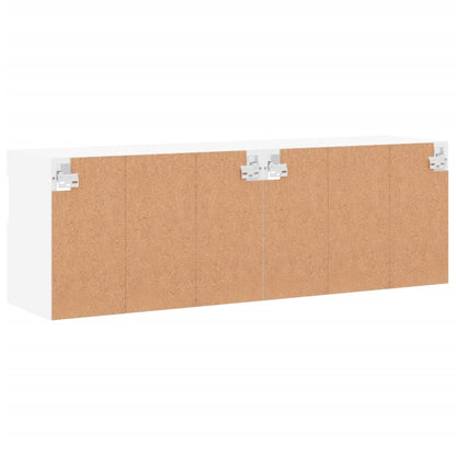Mobili Tv A Parete Con Luci Led 2Pz Bianchi 60X30X40 Cm