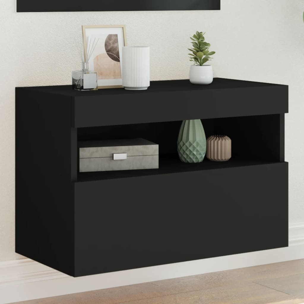 Mobili Tv A Parete Con Luci Led 2Pz Bianchi 60X30X40 Cm