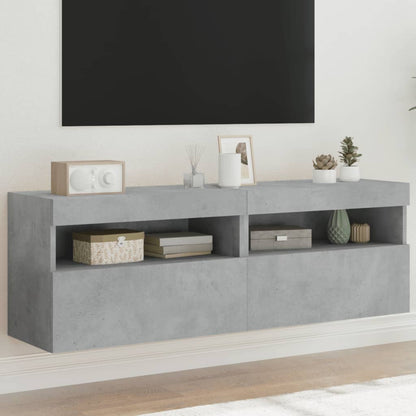 Mobili Tv A Parete Con Luci Led 2Pz Bianchi 60X30X40 Cm