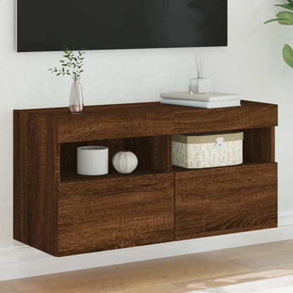 Mobili Tv A Parete Con Luci Led 2Pz Bianchi 60X30X40 Cm