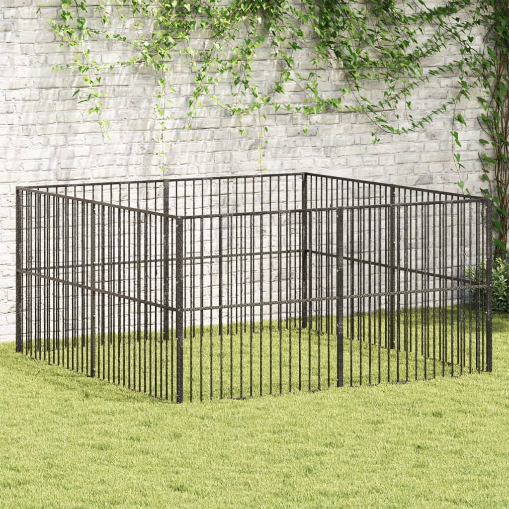 Box Per Cani 4 Pannelli Nero Acciaio Zincato