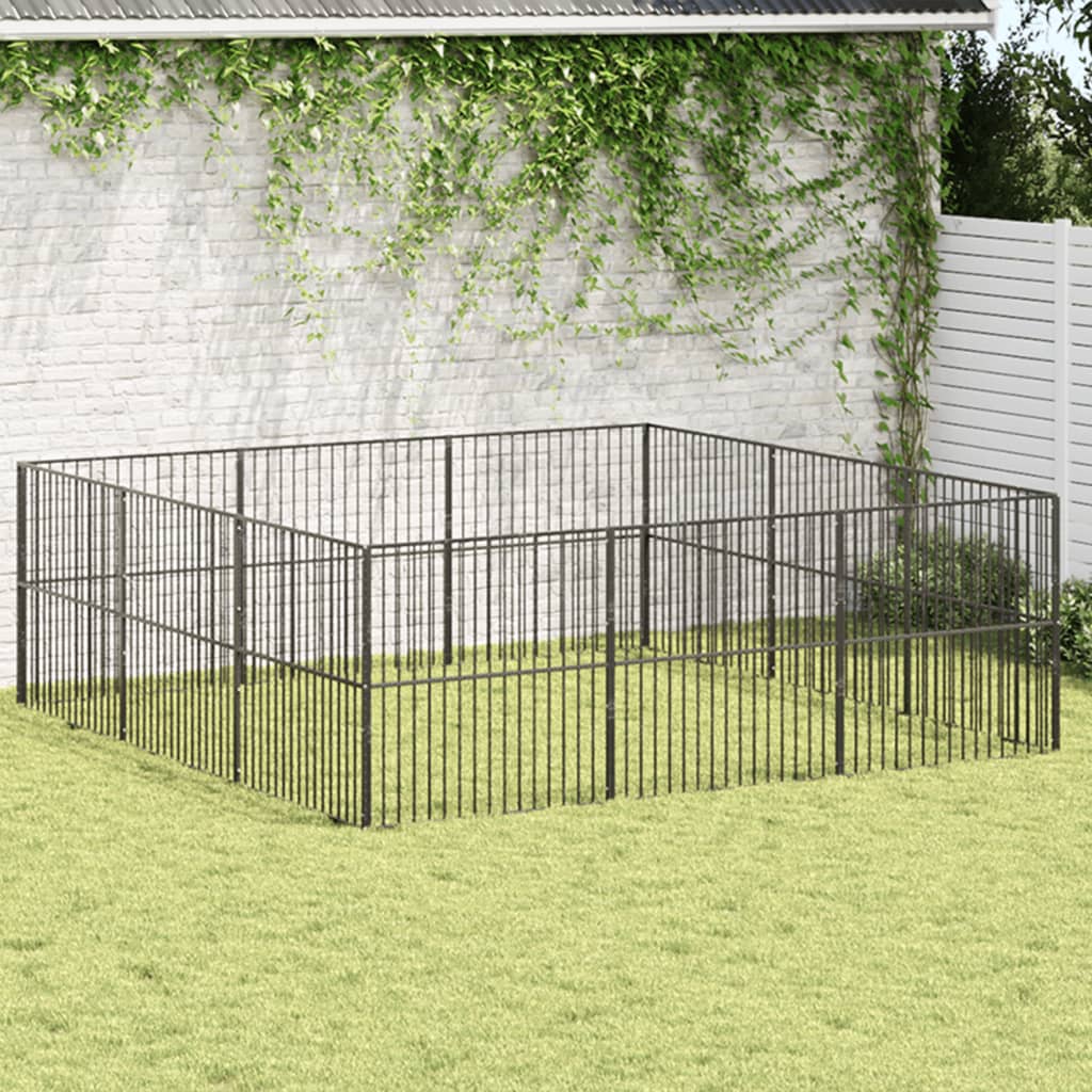 Box Per Cani 4 Pannelli Nero Acciaio Zincato