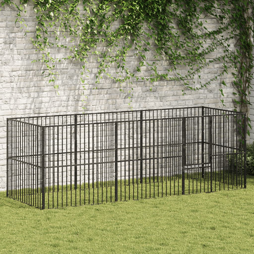 Box Per Cani 4 Pannelli Nero Acciaio Zincato