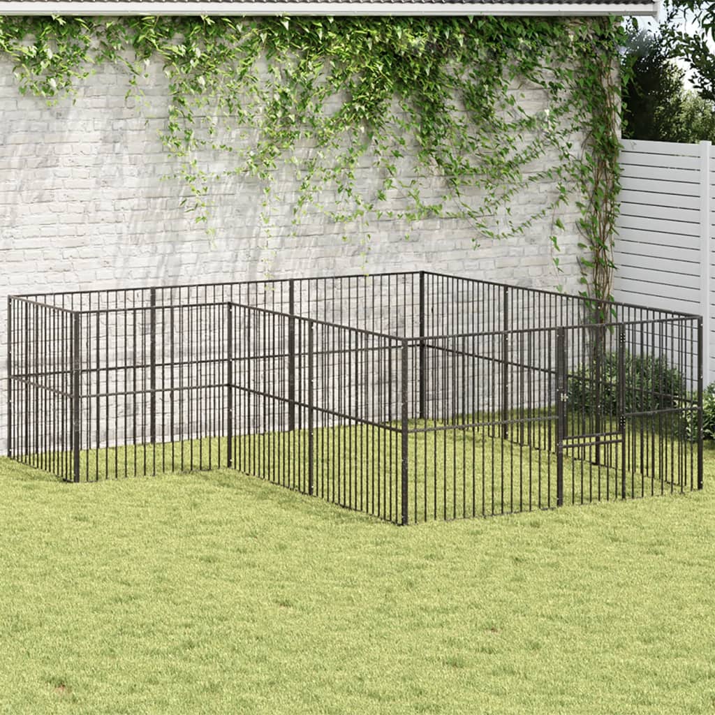Box Per Cani 4 Pannelli Nero Acciaio Zincato