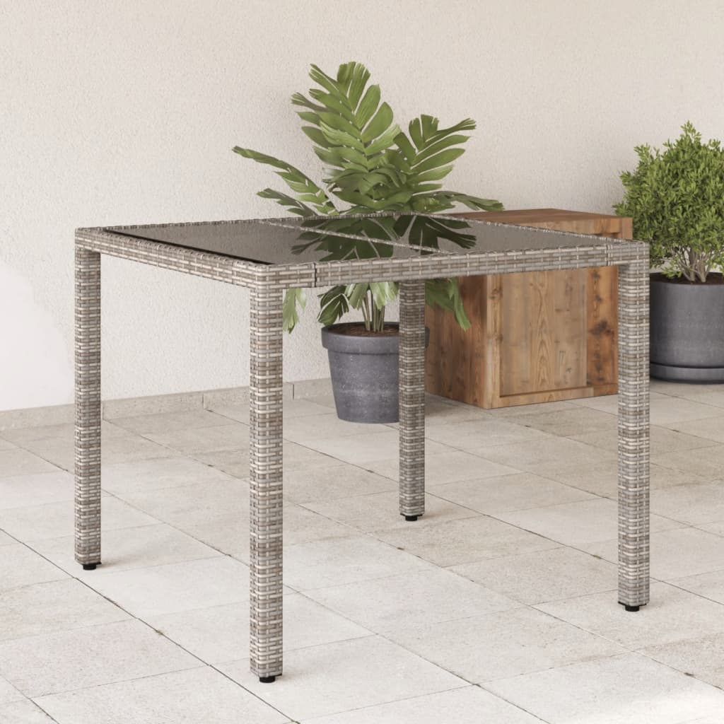 Tavolo Giardino Con Piano Vetro 90X90X75 Cm Polyrattan