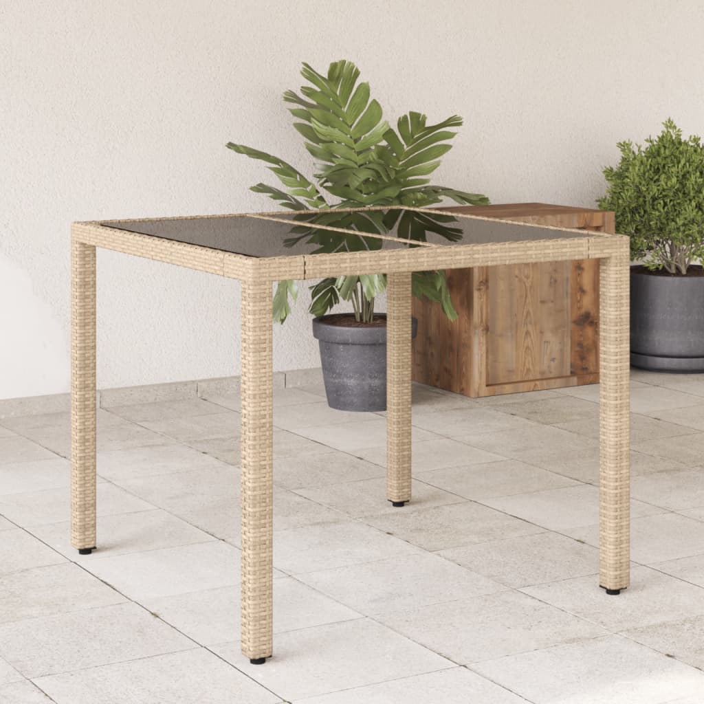 Tavolo Giardino Con Piano Vetro 90X90X75 Cm Polyrattan