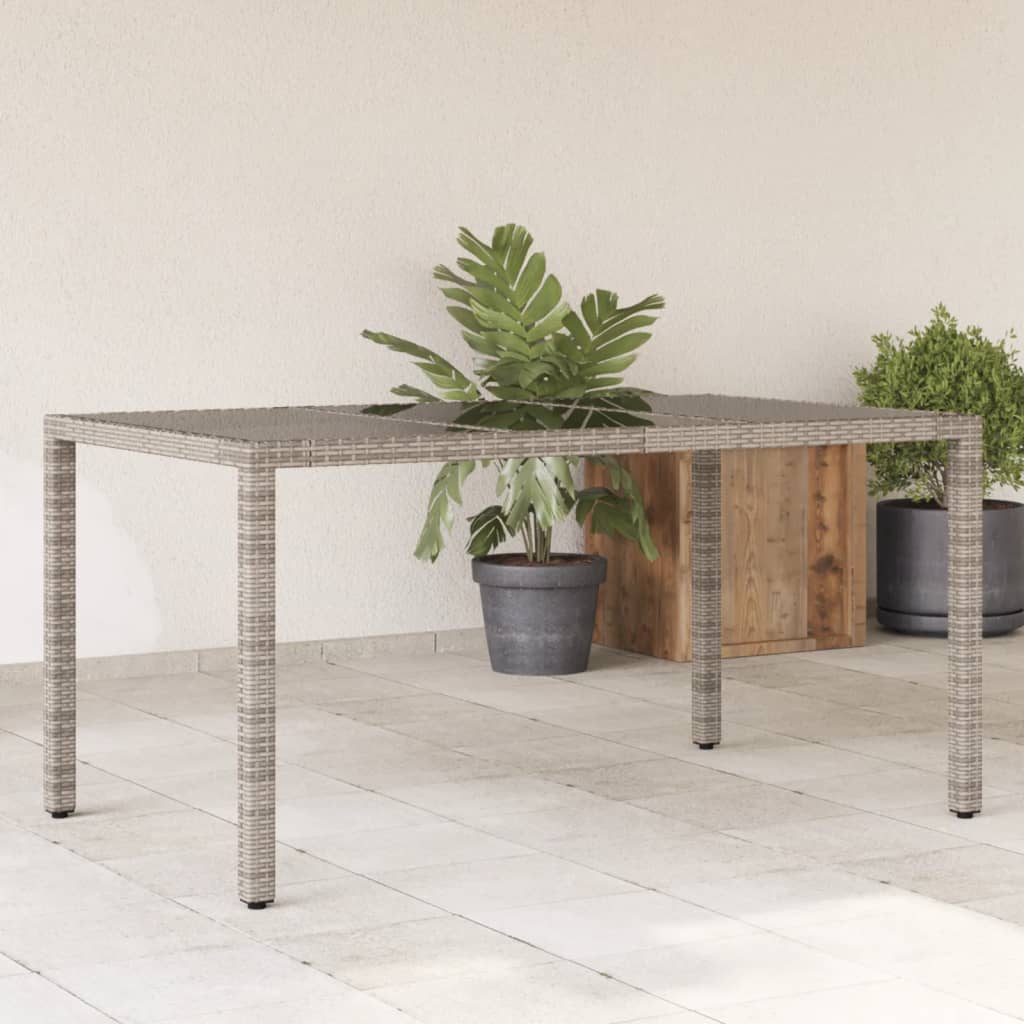 Tavolo Da Giardino Piano In Vetro 150X90X75 Cm Polyrattan