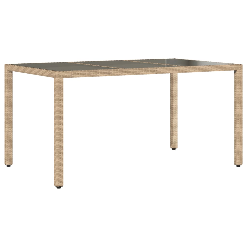 Tavolo Da Giardino Piano In Vetro 150X90X75 Cm Polyrattan