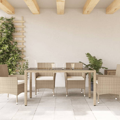 Tavolo Da Giardino Piano In Vetro 150X90X75 Cm Polyrattan