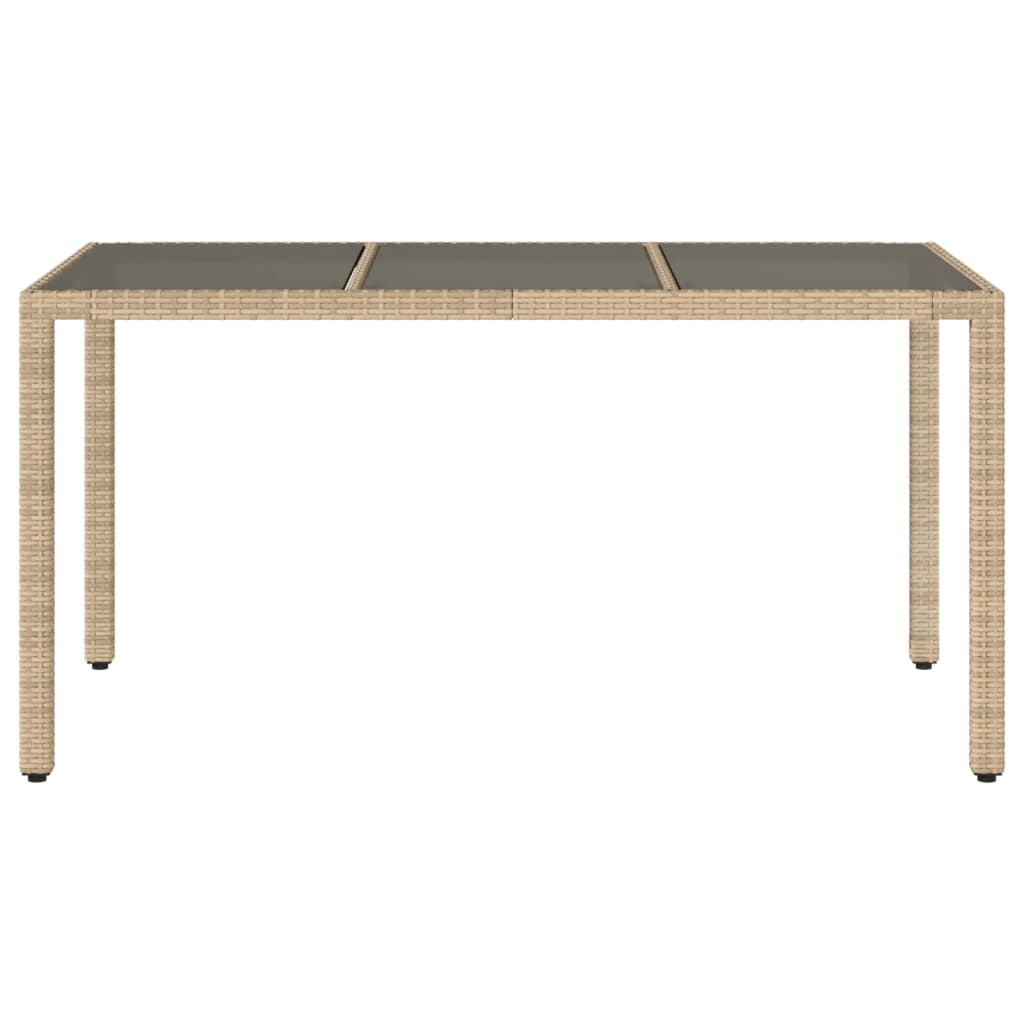 Tavolo Da Giardino Piano In Vetro 150X90X75 Cm Polyrattan