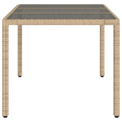 Tavolo Da Giardino Piano In Vetro 150X90X75 Cm Polyrattan