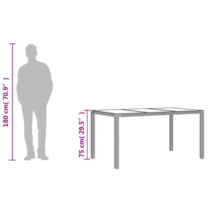 Tavolo Da Giardino Piano In Vetro 150X90X75 Cm Polyrattan