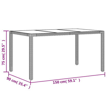 Tavolo Da Giardino Piano In Vetro 150X90X75 Cm Polyrattan