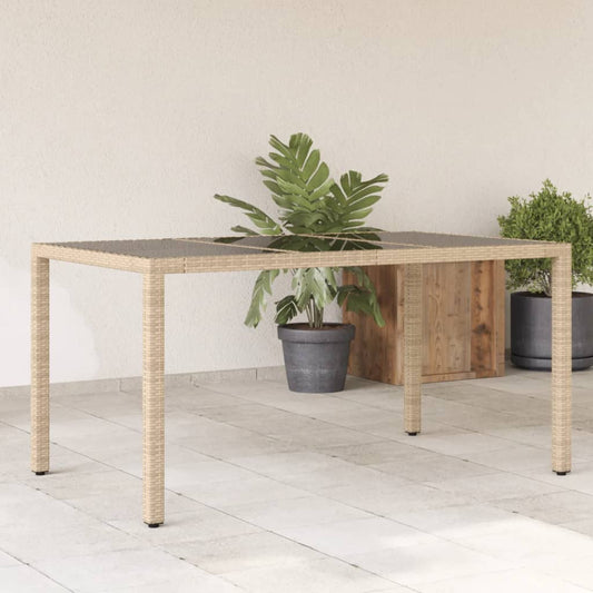 Tavolo Da Giardino Piano In Vetro 150X90X75 Cm Polyrattan