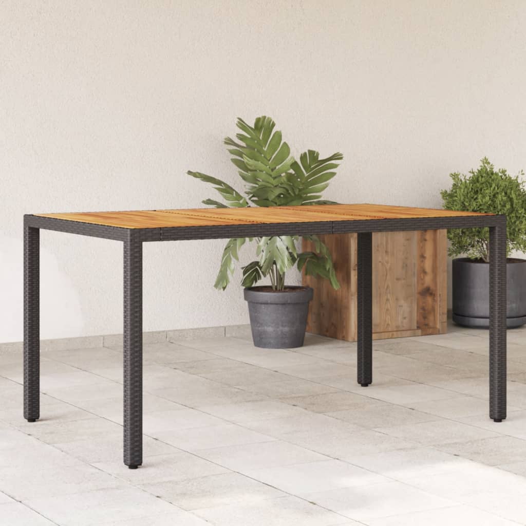 Tavolo Giardino Piano Legno Acacia 150X90X75 Polyrattan