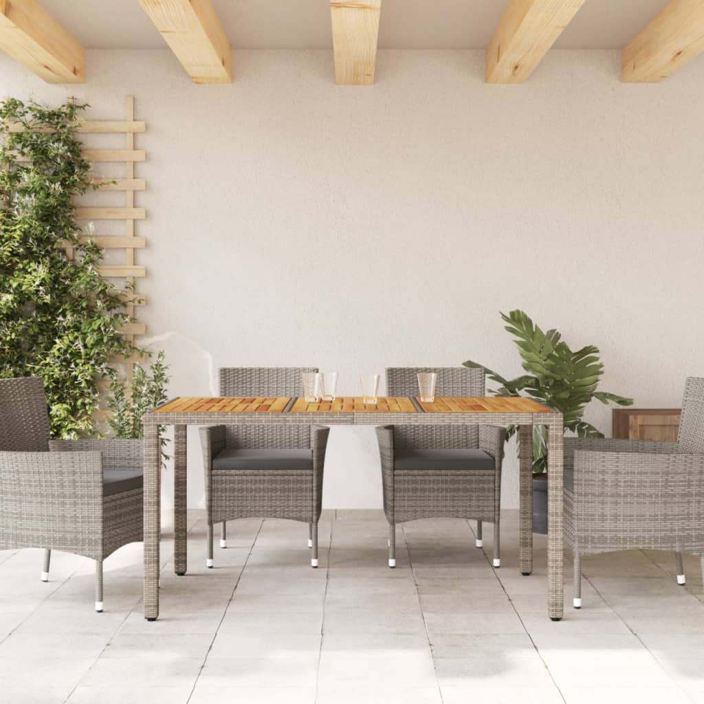 Tavolo Giardino Piano Legno Acacia 150X90X75 Polyrattan