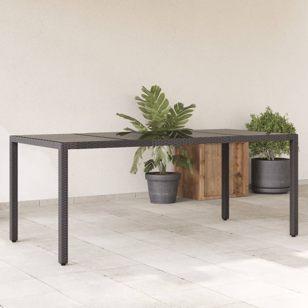 Tavolo Da Giardino Piano In Vetro 190X90X75Cm Polyrattan